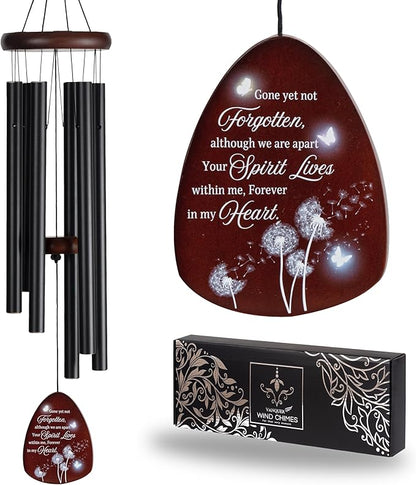 Memorial Wind Chimes for Loss of Loved One, Windchimes in Memory of a Loved One, Sympathy Gift Baskets, Bereavement Condolence Gifts, Memorial Gifts for Loss of Mom, 32" Sympathy Dandelion, Black