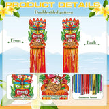 Affrolling 8 Pcs Hawaiian Luau Party Decoration Tiki Totem Hanging Decorations with Tassels for Aloha Hawaii Luau Tropical Birthday Party Supplies 3.3 ft Outdoor Summer Tiki Door Banner Sign Decor
