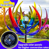 Wind Spinners Outdoor for Yard and Garden - Wind Sculptures & Spinners - 70 Inch Wind Spinner with Solar Powered Multi-Color Glass Ball Light for Yard Garden Backyard Lawn Decorations -Multicolored