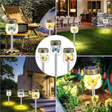 SUNWIND Solar Garden Lights Outdoor Decorative - 3 Pack Decorative Butterfly Glass Jar Lights for Pathway, Lawn, Yard