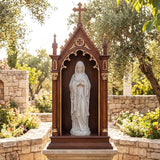 Giantex Virgin Mary Praying Statue 29.5", Blessed Mother Outdoor Religious Statue with Rosary Beads, Weather-Resistant MgO Catholic Yard Decor for Lawn, Patio, Prayer Garden & Memorial, Off White