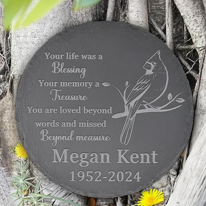 Memorial Garden Stone - Personalized Bereavement Gift for Loss of Loved One - Your Life was a Blessing - Round