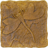 Athens Autumn Wheat Dragonfly Stepping Stone, 12” Square Concrete Garden Accent with Raised Dragonfly Design, Durable Outdoor Patio or Pathway Decor, Natural Brown Tones, Hand Cast Artisan Finish