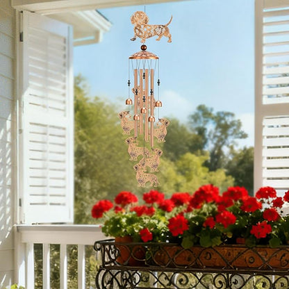 Dachshund Gifts Wind Chimes - Dog Decor Metal Windchimes Outdoors Decoration for Garden Patio Balcony Porch Christmas New Year Birthday Gift for Animal Lover Women Mother Father Grandma Wife