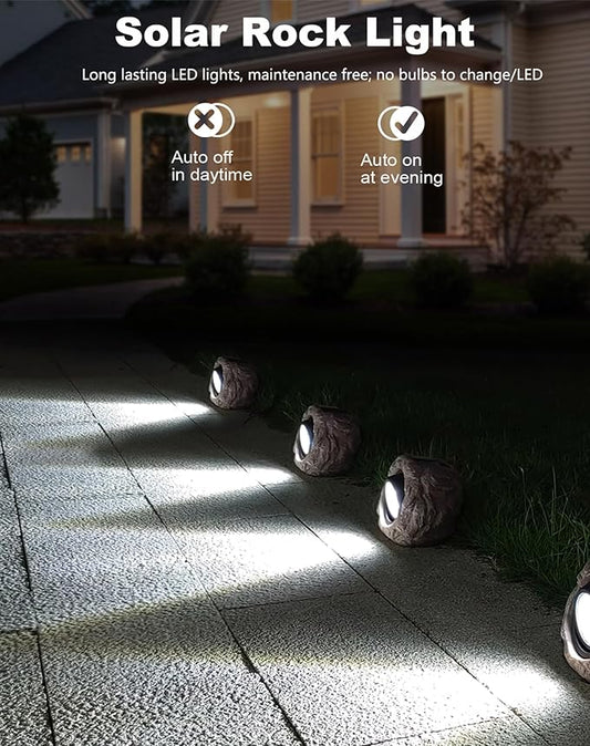 Outdoor Solar rock lights,IP65 Waterproof LED Super Bright spotlights, suitable for house exteriors, stairways, garden statues, sidewalks, pond rock landscapes, and palm tree display lighting- 2Pcsk