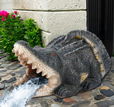 Teaeeno Alligator Decor Statue Gutter Downspout Extension Decorative,Crocodile Gutter Animal Statue Outdoor Decor,3"×4" Rain Gutter Downspout Splash Block,Garden Splash Block Outdoor Sculpture (Black)