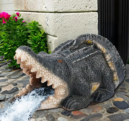 Teaeeno Alligator Decor Statue Gutter Downspout Extension Decorative,Crocodile Gutter Animal Statue Outdoor Decor,3"×4" Rain Gutter Downspout Splash Block,Garden Splash Block Outdoor Sculpture (Black)