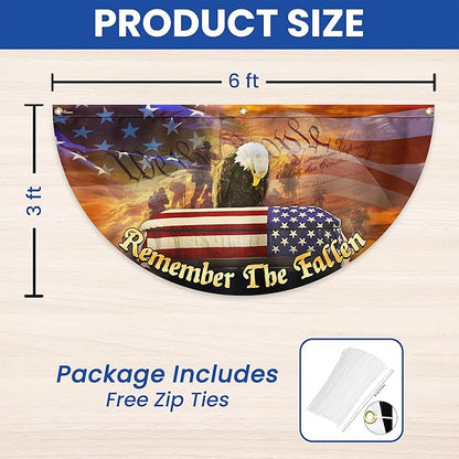 FLAGWIX American Army Veteran Flag - Non-Pleated American Fan Flag Bunting 3x6 ft - Veteran Gifts for Men Women, Patriotic 4th of July Memorial Day Decorations Outdoor for Home Garden Decor