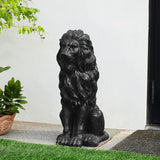 Glitzhome Guardian Sitting Lion Garden Statue MGO Outdoor Decoration, 27.75" H, Black