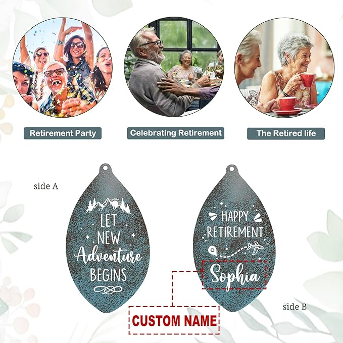 ASTARIN Personalized Happy Retirement Gifts, Custom Name Retirement Wind Chimes for Women Men, 35" Large Deep Tone Wind Chime Retire Gifts for Husband Friends Parents(Produced in USA)
