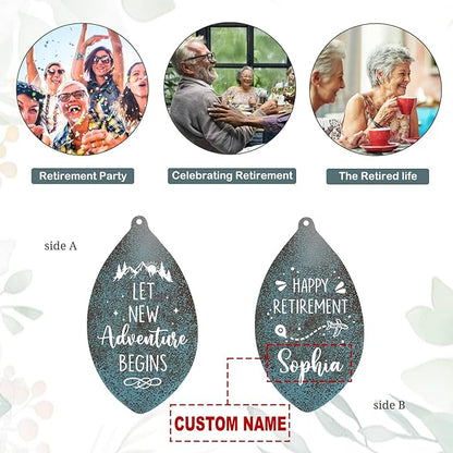 ASTARIN Personalized Happy Retirement Gifts, Custom Name Retirement Wind Chimes for Women Men, 35" Large Deep Tone Wind Chime Retire Gifts for Husband Friends Parents(Produced in USA)