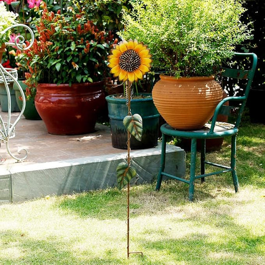 Metal Sunflower Garden Stakes Flower Yard Art Planter Stake Party Lawn Pathway Walkway Patio Decor Yard Sign Indoor Outdoor Decoration (39")