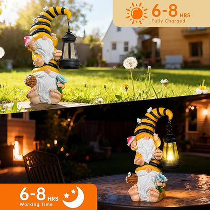 Garden Gnomes Outdoor Decor with Solar Led Lantern Gnomes Decorations for Yard,Patio,Lawn,Gnome Gifts for Women,Mom