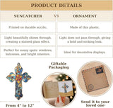 Christian Cross Acrylic Suncatcher, Christianity Sun Catcher for Window Hanging Ornament, Stained Glass Effect Indoor Outdoor Decor for Mother's Day, Mom, Grandma, Wife, Women