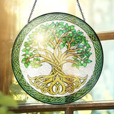 FLAGWIX Tree of Life Gifts for Women Men - Stained Glass Window Hanging 8 in - Birthday Gifts for Mom Grandma, Tree of Life Decorations Indoor, Celtic Suncatchers Garden Decor
