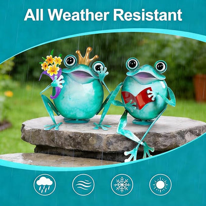 Ratuor Frog Statue Garden Outdoor Decor Metal Frog Yard Art Sculpture Lawn Ornaments for Backyard Pond Patio Porch Outside Decorations