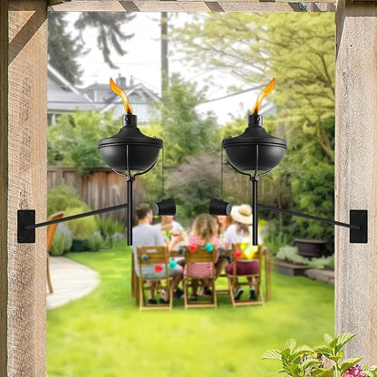 ZSZMFH 6 Pcs Wall Mounted Citronella Torches, 23.5 oz Garden Torches for Outside, Refillable Flame Light Torch, Outdoor Metal Torch for Yard, Patio, Deck, Garden, Party, Landscape