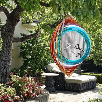 Aoedelyart 3D Animations Hummingbird Wind Spinner for Yard and Garden,12In Metal Wind Spinners Hummingbird Gift for Women Mom Grandma Wife,Outdoor Garden Decor Hanging Kinetic Yard Art Wind Sculpture