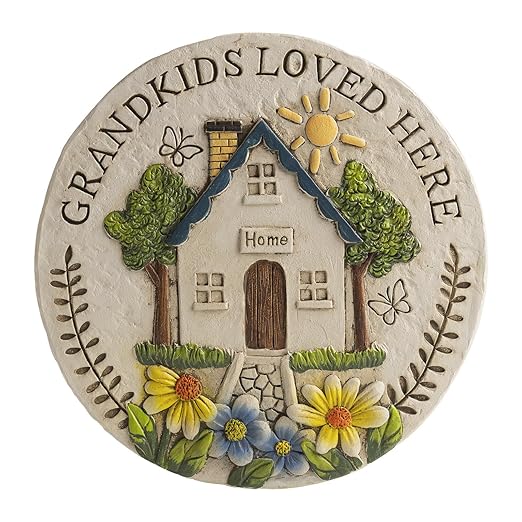 Grandma Garden Stepping Stone Yard Walkway Step Stone Grandma Gifts from Grandchildren Home Outdoor Decor Lawn Concrete Stepping Stones Outside Decorations, regular, White