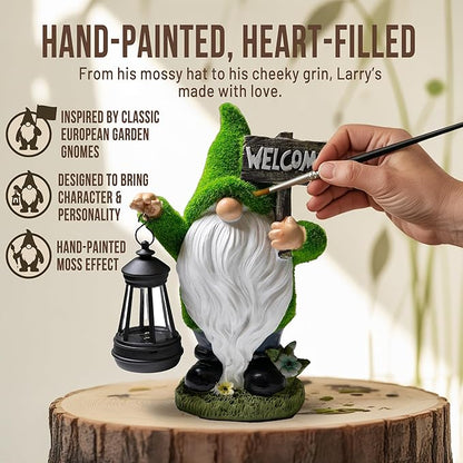 Garden Gnomes Outdoor with LED Solar Light - 11’’ Spring Season Gnome - Funny Decorations, Ornaments - Home, Yard, Patio, Solar Lantern Garden Statues - Housewarming, Birthday