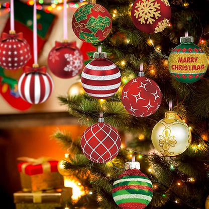 Rtteri 30 Pcs Large Christmas Ball Shape Ornaments for Outdoor 4.9 Inch Double Sided Plastic Christmas Hanging Ornaments Balls for Xmas Tree Indoor Outdoor Porch Yard Supplies