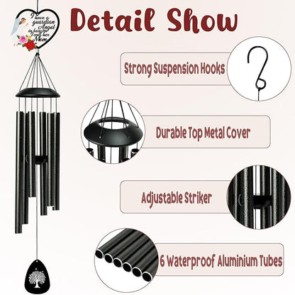 BUoonyer Mom Memorial Wind Chimes - Memorial Gifts for Loss of Mother, Remembrance Sympathy Gift, Loved Ones Women Angel Commemorative Bereavement Windchimes for Outdoor Outside Patio Decor