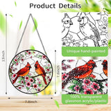Stained Glass Window Hanging, Cardinal Sun Catchers Colorful Glass Panel Bird Suncatcher Indoor Window Wall Art Home Decor Gift for Birthday Christmas, for Women,Men,Wife, Lovers, and Mom 7.8 in