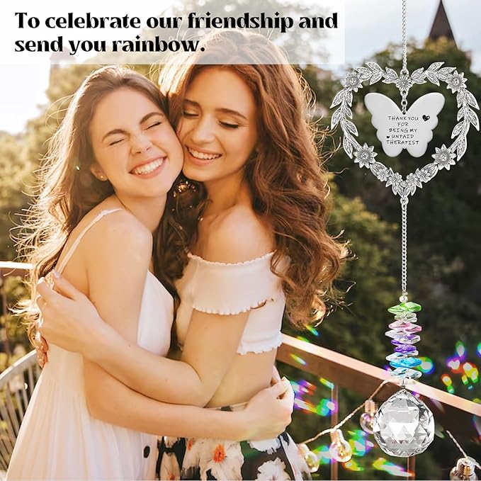 to My Bestie Gifts, Best Friend Suncatcher for Women, Friendship Christmas Ornament for Her, Heart-Shaped Crystal Birthday Gift for BFF
