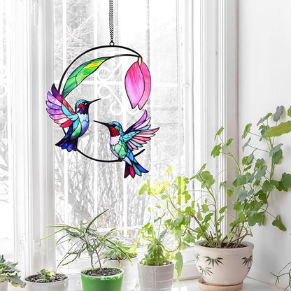 Hummingbird Gifts for Women, Hummingbird Sun Catcher for Window Hanging, for Mom Grandma Bird Lovers, Spring Suncatcher Garden Decor for Indoor Outdoor Windows