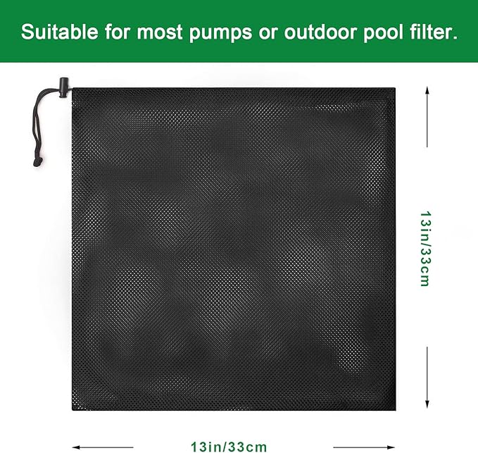 2 Pack 17.7" x 17.7" Pump Barrier Bag, Pond Pump Filter Bag, Black Media Bag Large Pump Mesh Bag for Outdoor Water Ponds Filters (2Pcs-17.7" x 17.7")