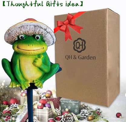 QH & Garden Frog Solar Lights - Waterproof Frog Figurines for Outdoor Garden Decor, Perfect Statues Gifts for Mom - Solar Power LED Light for Garden, Lawn, Patio, Pathway