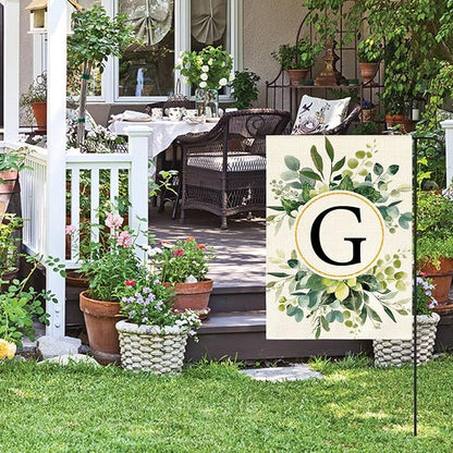 AVOIN colorlife Monogram Letter G Floral Garden Flag 12x18 Inch Double Sided Outside, Family Last Name Initial Yard Outdoor Decoration