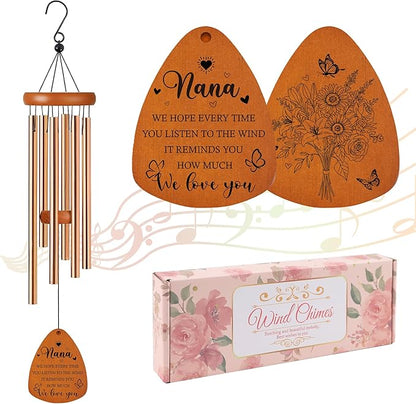 Nana Wind Chimes for Outside, Gifts for Nana Windchimes Outdoors for Patio Porch Garden Yard Hanging, Mothers Day Birthday Gifts for Nanas Grandma from Grandkids