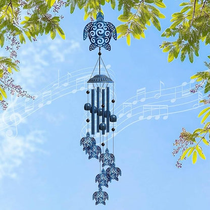 Sea Turtle Wind Chimes for Outside, Hanging Metal Windchime Sea Turtle Gift for Women/Men, Garden Wind Chime Patio,Yard Turtles Garden Decor Sympathy Memorial Gift for Mom Turtles Lover