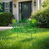 Glitzhome St. Patrick's Day Outdoor Decorations, 23.25"H Metal Happy St. Patrick's Day Yard Signs, Metal St. Patrick's Day Letters Decorative Garden Stake for Home Lawn Porch