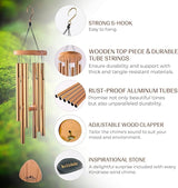 UpBlend Wind Chimes for Outside Gift – Deep Tone Wind Chime with Decorative Stone – Garden and Patio Décor for Porch or Yard, Elegant Outdoor Ornament, Meaningful Gift for Neighbors. 29” Bronze.