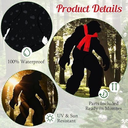 5.9ft Christmas Bigfoot Outdoor Decor with Scarf Sasquatch Gifts for Men Women Bigfoot Silhouette Statues Yard Signs Ornaments for Art Backyard Display Garden Forests Patio Decor