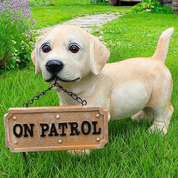Labrador Retriever Puppy Statue, Standing Cream Dog Figurine for Outdoor/Indoor Garden Yard Patio Lawn Decor, Cute Realistic Puppy Ornament for Porch Pathway, Dog Lover Gift