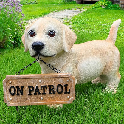 Labrador Retriever Puppy Statue, Standing Cream Dog Figurine for Outdoor/Indoor Garden Yard Patio Lawn Decor, Cute Realistic Puppy Ornament for Porch Pathway, Dog Lover Gift