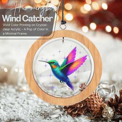 Wind Chimes for Outside, Wind Chimes Outdoor Clearance, Deep Tone Outdoors, Hummingbird Wind Chime, Memorial, Sympathy Gift, Patio, Porch, Home Décor, Modern, Acrylic Art, Silver (34" Hummingbird)