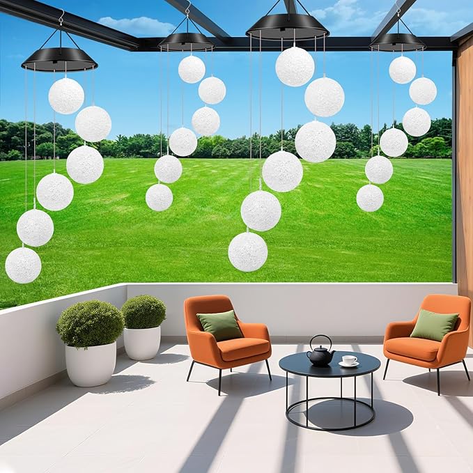 WENANA Ball Solar Wind Chimes Color Changing Lights Outdoor, Best Gifts for Mom Grandma Women Wife Aunt Daughter Sister, Unique Mobile Wind Chime, Gardening Yard Decorations