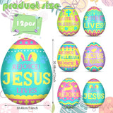 Jetec 12 Pcs 12 Inch Religious Easter Egg Inflatable Decorations Hanging Inflatable Easter Egg Outdoor Decorations Large Christian Eggs Spring Jesus is Risen Yard Decor for Church Lawn Garden