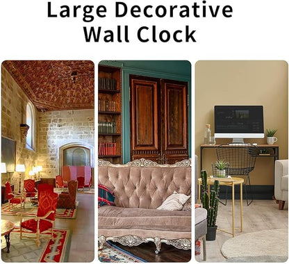 CHYLIN Wall Clock - 16 Inch Silent Non Ticking Coastal Wall Clocks Battery Operated, Wooden Rustic Farmhouse Clock Decorative for Living Room, Kitchen, Bathroom, Office (Blue)