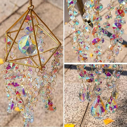 Sun Catchers with Crystals Hanging Crystals Prisms Suncatcher Crystal Suncatchers Hanging Wind Pendant for Window Garden Home (Type-A)