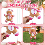 8 Pcs Christmas Gingerbread Man Yard Signs with Stakes Outdoor 3D Gingerbread House Decoration Xmas Yard Stakes Lawn Signs for Christmas Holiday Pathway Garden Patio Party Favors (Elegant)