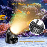 POPOSOAP Pond Lights, 6-in-1 Warm White Underwater Pond Lights, IP68 Waterproof LED Landscape Spotlights for for Pond, Garden, Patio, Fountain, Pool, Waterfall Decoration(6 Head Lamps)
