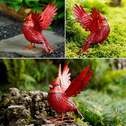 Nacome Cardinal Garden Decor Metal Yard: Art Outdoor Sculptures & Statues Large Red Bird Ornaments for Patio Balcony Front Backyard - Valentines Day Gifts for Her Wife Women Mom Grandma Birthday