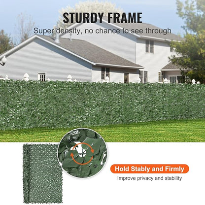 VEVOR Artificial Ivy Privacy Fence Screen, 96 x 72 in Faux Ivy Vine Leaf Hedges Fence, Greenery Privacy Fence with Strengthened Joint, Green Wall Decoration for Outdoor Garden, Yard, Balcony