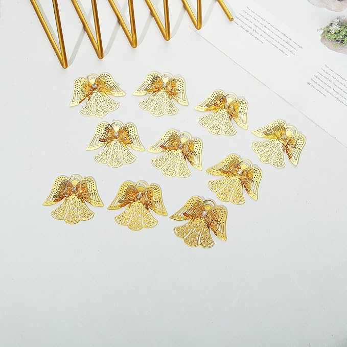 10pcs Gold Angel Shape Suncatcher Hanging Window Pendant DIY Metal Part Ornament Hand-Crafts Gifts