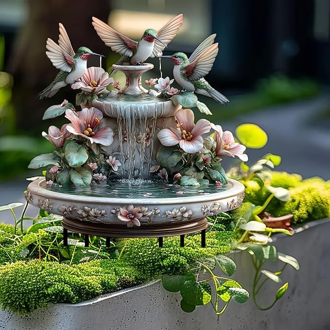 Hummingbird Flowing Water Garden Stake Decor, Butterfly Acrylic 2D Garden Decoration,Sculptures Ornament Garden Accessories for Outdoor Indoor Yard Lawn Pot Plants (Style E)